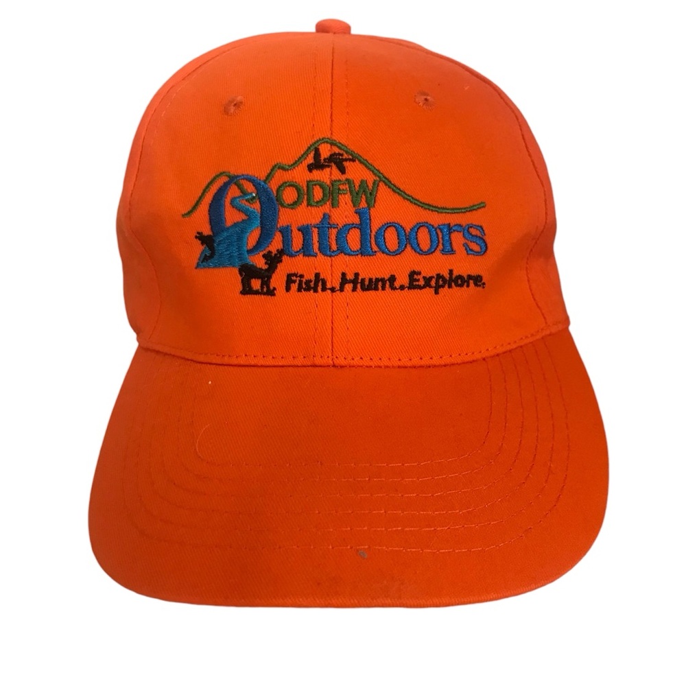 ODFW Outdoors Fish Hunt Explore Orange Baseball Cap Hat Snapback high Vis